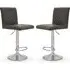 Baino Bar Chairs with Round Chrome Base - Grey, Leather
