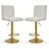 Baino Bar Chairs with Round Gold Base - White, Leather