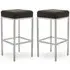 Baino Bar Stools with Chrome Legs - Black, Faux Leather