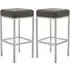 Baino Bar Stools with Chrome Legs - Grey, Faux Leather
