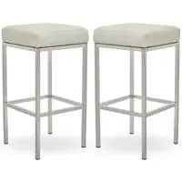 Baino Bar Stools with Chrome Legs - White, Faux Leather