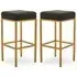 Baino Bar Stools with Gold Legs - Black, Faux Leather