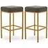 Baino Bar Stools with Gold Legs - Grey, Faux Leather