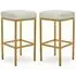 Baino Bar Stools with Gold Legs - White, Faux Leather