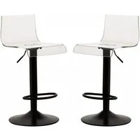Baino Pair of Bar Chairs with Footrest - Clear, Acrylic alternate view