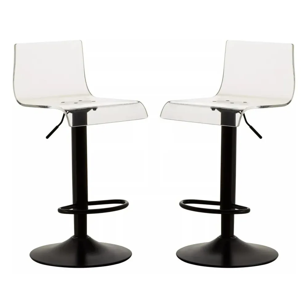 Baino Pair of Bar Chairs with Footrest - Clear, Acrylic product