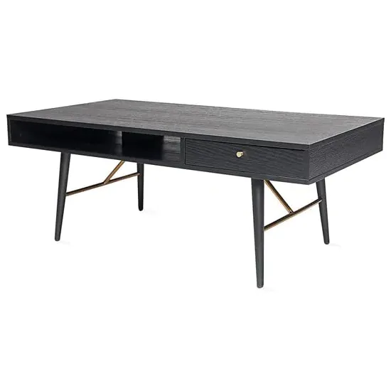 Baiona Coffee Table with Drawer - Black Oak