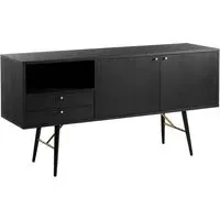Baiona Wooden Sideboard with 2 Doors 2 Drawers - Black