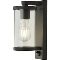Bakerloo Outdoor PIR Wall Light - Black, Glass