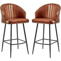Bakewell Bar Stools Pair - Tan, Leather alternate view