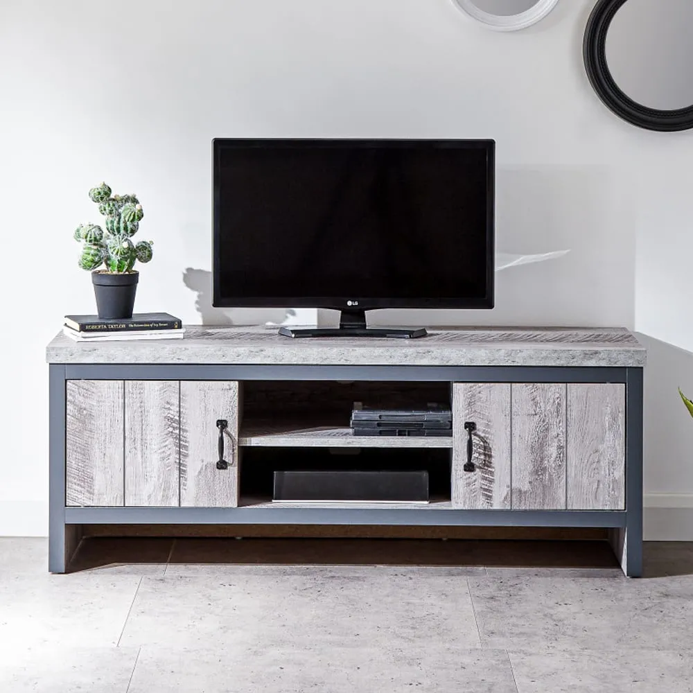 Balcombe TV Stand with 2 Doors - Grey, Wood
