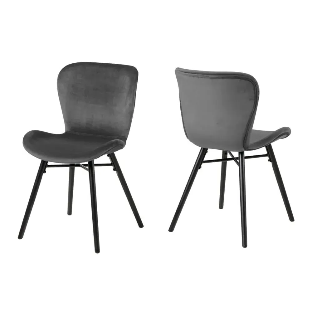 Baldwin Dining Chairs - Dark Grey, Velvet