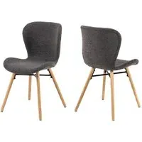 Baldwin Dining Chairs with Oak Legs - Anthracite, Fabric
