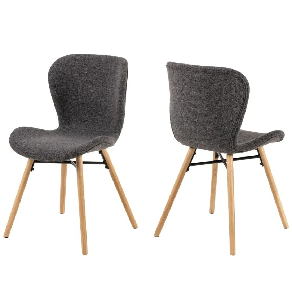 Baldwin Dining Chairs with Oak Legs - Anthracite, Fabric image