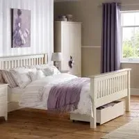 Ballari Small Double Bed Frame Low Foot - Stone White, Pine