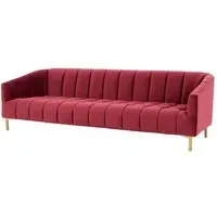 Balles 3-Seater Sofa with Channel Tufting - Wine, Velvet