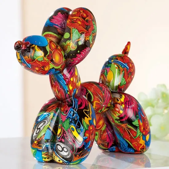 Balloon Dog Pop Art Design Sculpture - Multicolor, Polyresin