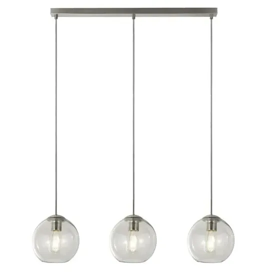 Balls 3 Light Bar Pendant Light - Chrome, Clear Glass image
