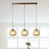 Balls 3 Lights Bar Pendant Light - Amber, Antique Brass