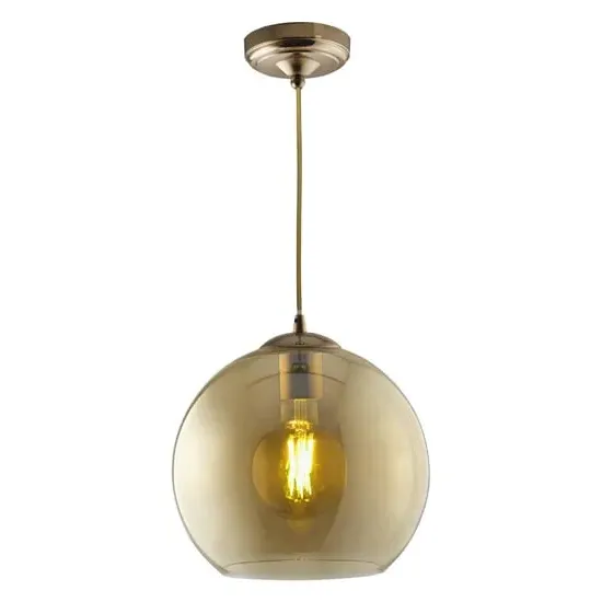 Balls Medium Ceiling Pendant Light - Amber, Antique Brass