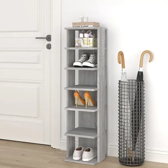 Balta 6-Shelf Shoe Storage Rack - Grey Sonoma Oak, Engineered Wood product