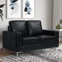 Baltic 2-Seater Sofa - Black, Faux Leather
