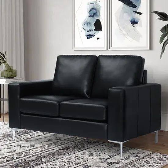 Baltic 2-Seater Sofa - Black, Faux Leather image