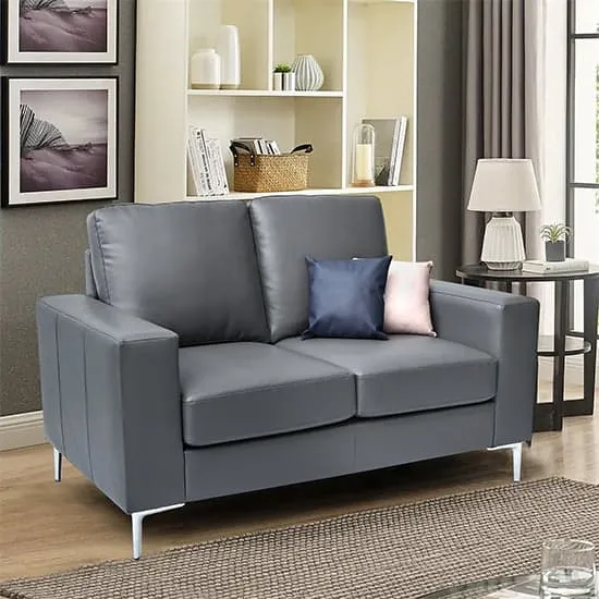 Baltic 2-Seater Sofa - Grey, Faux Leather