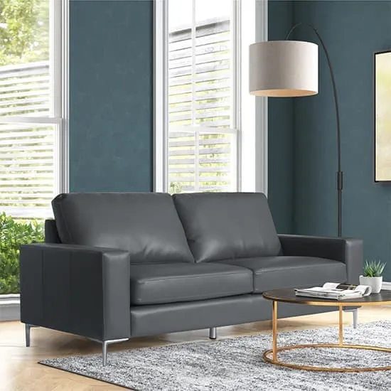 Baltic 3-Seater Sofa - Grey, Faux Leather