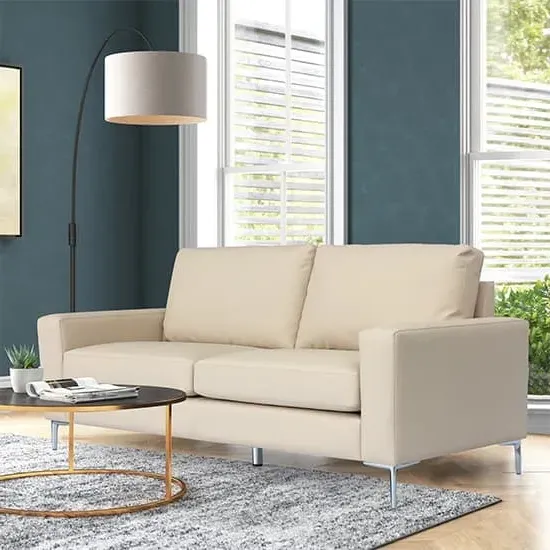 Baltic 3-Seater Sofa - Ivory, Faux Leather
