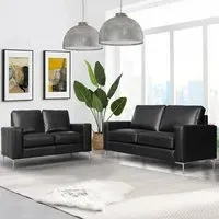 Baltic 3+2 Sofa Set - Black, Faux Leather