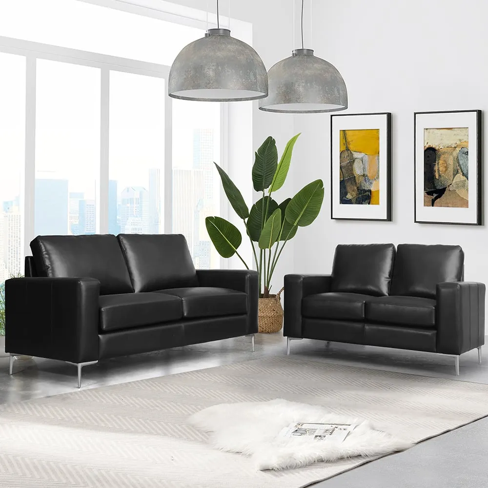 Baltic 3+2 Sofa Set - Black, Faux Leather image
