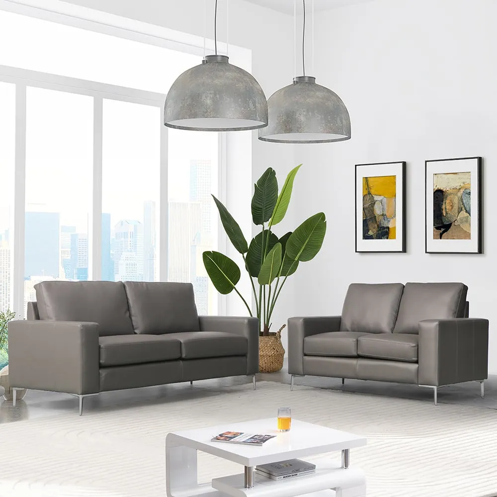 Baltic 3+2 Sofa Set - Dark Grey, Faux Leather