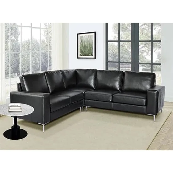 Baltic Corner Sofa - Black, Faux Leather image