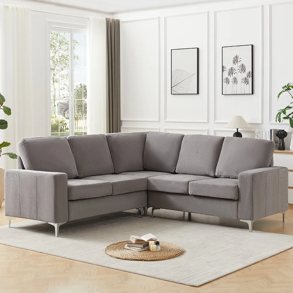 Baltic L-Shaped Corner Sofa - Grey, Fabric