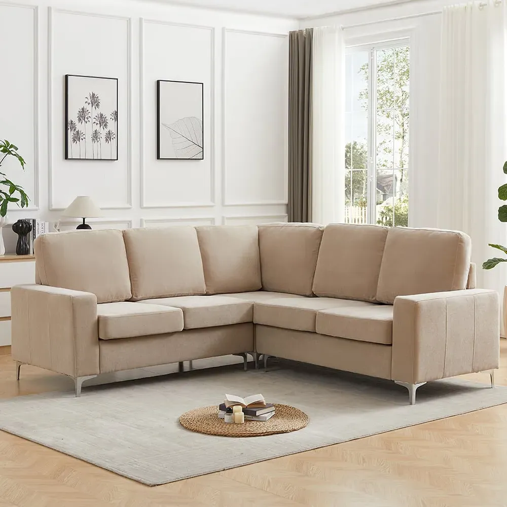 Baltic L-Shaped Corner Sofa - Stone, Fabric