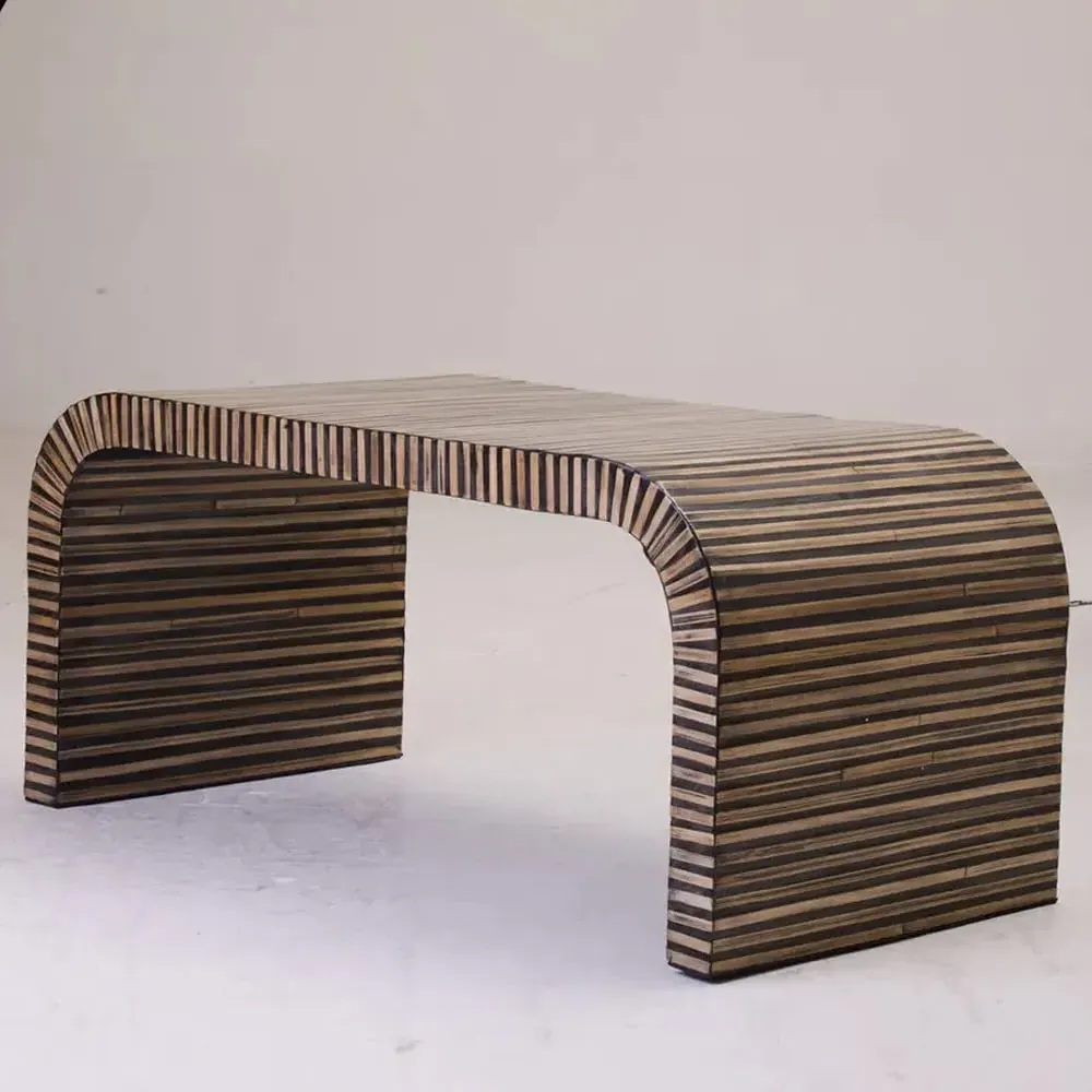 Baltimore Rectangular Coffee Table with Bamboo Inlay - Natural image