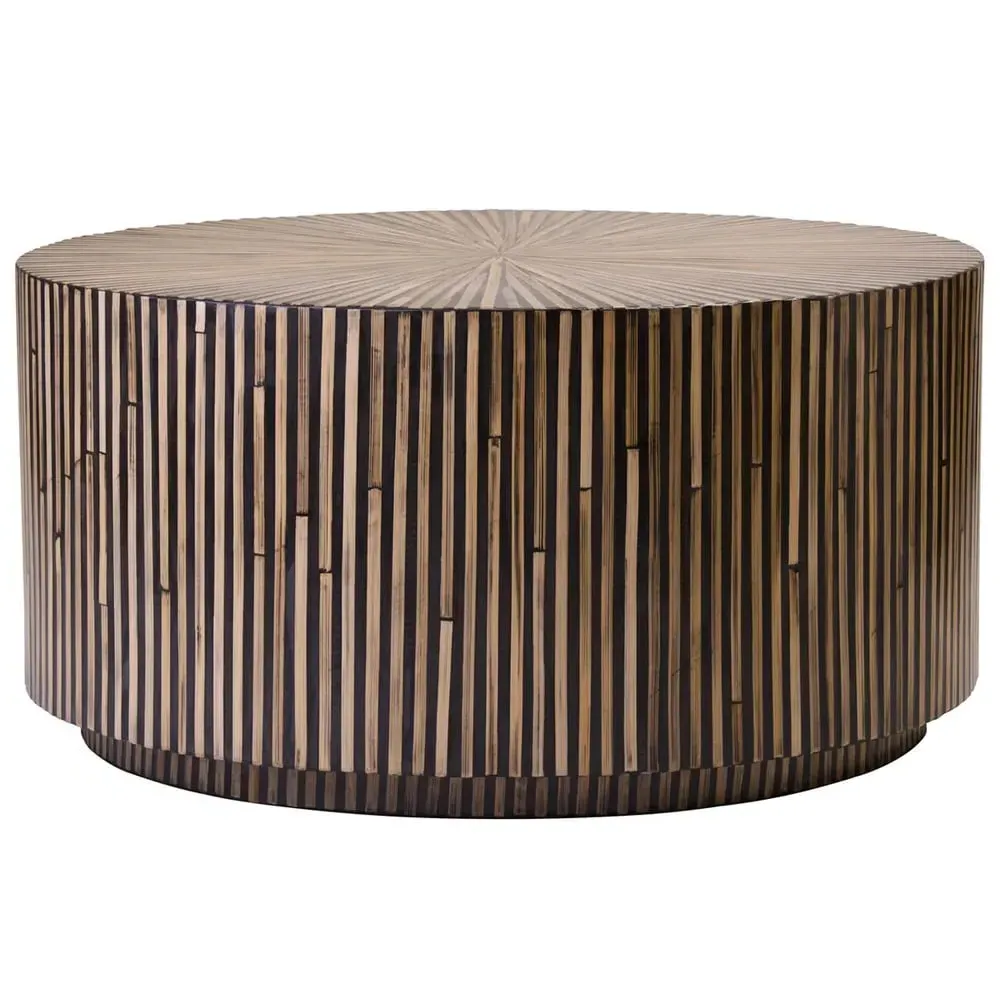 Baltimore Round Coffee Table with Bamboo Inlay - Natural
