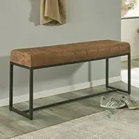 Baltimore Small Hallway Seating Bench - Brown, Leather