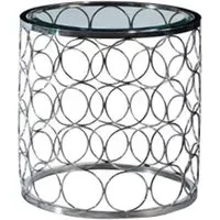 Balzac Clear Glass End Table - Stainless Steel