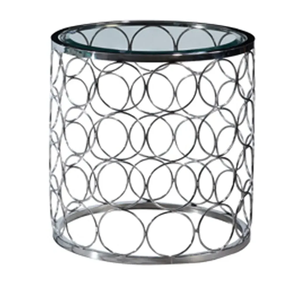 Balzac Clear Glass End Table - Stainless Steel