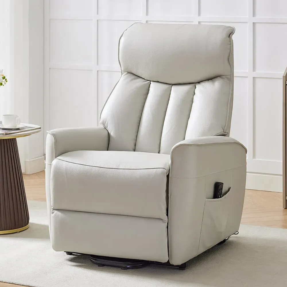 Balzac Electric Recliner Chair with Quadruple Motor - Sandy, Leather image