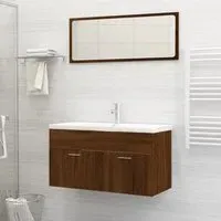 Banff 2 Piece Bathroom Furniture Set - Dark Brown Oak