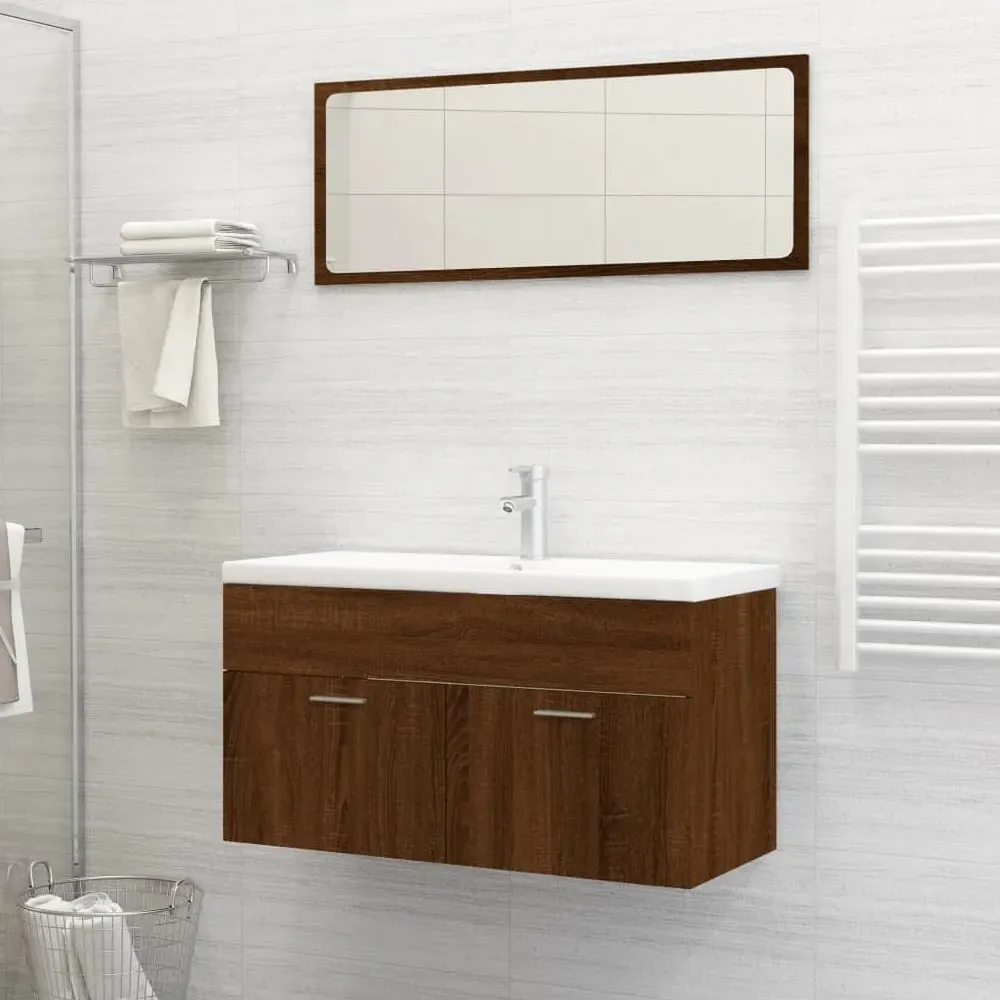 Banff 2 Piece Bathroom Furniture Set - Dark Brown Oak image