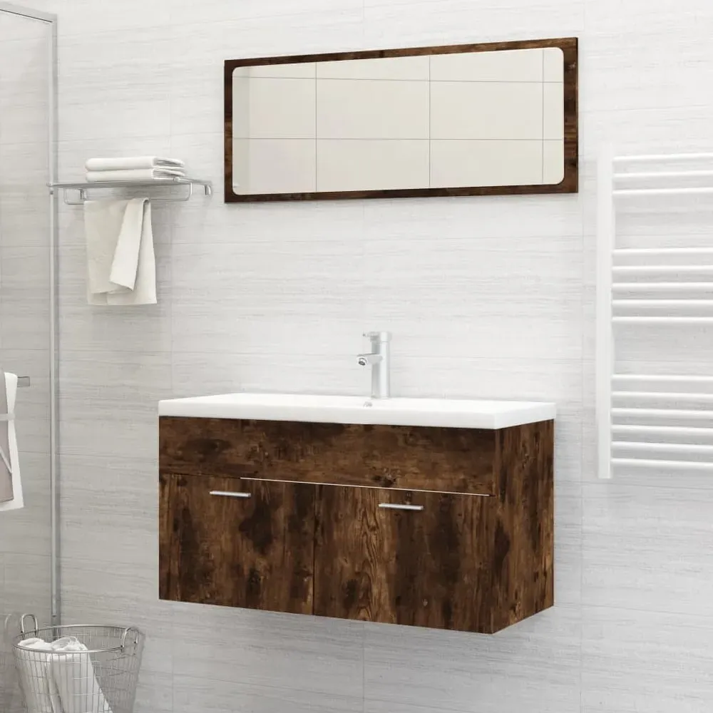 Banff 2-Piece Bathroom Furniture Set - Smoked Oak, Engineered Wood product