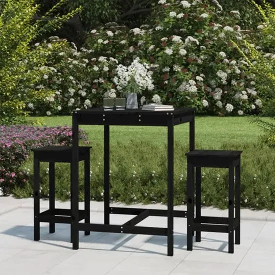 Bangor 3-Piece Garden Bar Set - Black, Pine image