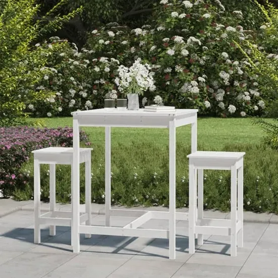 Bangor 3-Piece Garden Bar Set - White, Pine