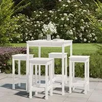 Bangor 5-Piece Garden Bar Set - White, Pine