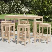 Bangor 7-Piece Garden Bar Set - Brown, Pine