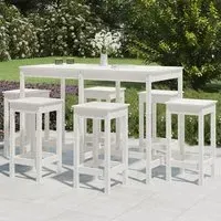 Bangor 7-Piece Garden Bar Set - White, Pine